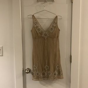 Tracy Reese Silk Nude Embroidered Mini Dress
